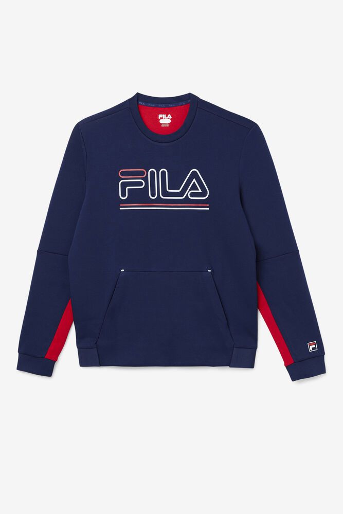 Fila Sweatshirt Dooley Tech Crew Mens Navy - India WOM-759184